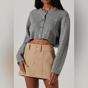 Astr Gray Cable Knit Cardigan